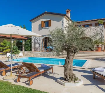 Svetvinčenat – kamena vila s bazenom, velikim mediteranskim vrtom te natkrivenim parkingom