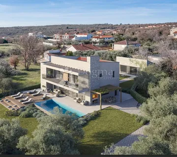 Istra, Išići – građevinsko zemljište s projektom vile i pogledom na more - cover