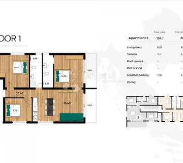 Apartman S2 Privlaka – 1. kat, 3 sobe, novogradnja blizu mora - cover