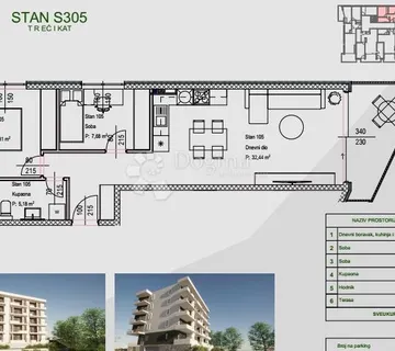 STAN ZAMET 3. KAT LIFT NOVOGRADNJA s pogledom na more  - cover