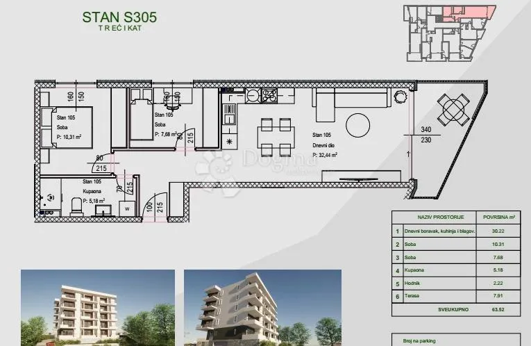 STAN ZAMET 3. KAT LIFT NOVOGRADNJA s pogledom na more  - cover