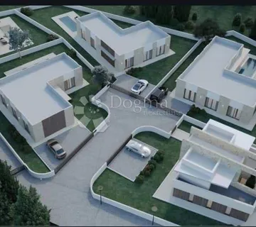 SREDIŠNJA ISTRA! GRAĐEVINSKO ZEMLJIŠTE SA PROJEKTOM ZA 5 KUĆA S BAZENOM - cover