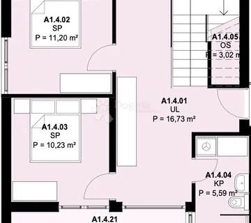 A1.4 – KAŠTEL NOVI; NOVOGRADNJA, DVOETAŽNI PENTHOUSE, 3S, 2 TERASE (61 m²), POGLED NA MORE, PARKING, ODLIČNA LOKACIJA - Kaštel Novi, Kaštela