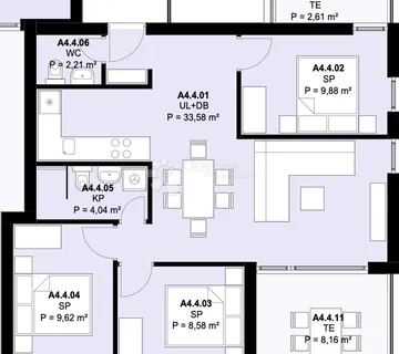 A4.4 – Kaštel Novi; Novogradnja, 3s Stan Na 2. Katu S 2 Terase, Pogled Na More, Parking, Odlična Lokacija - Kaštel Novi, Kaštela