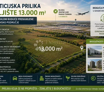 Investicijsko zemljište 13.000 m² kod Zagreba | Blizina aerodroma i buduća građevinska zona - Ščitarjevo, Velika Gorica