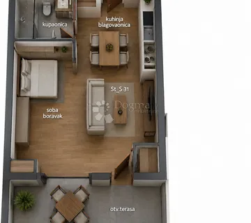 S031 | Garsonijera s otvorenom terasom u modernoj novogradnji - Trogir