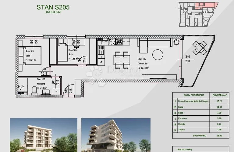 STAN ZAMET 2. KAT LIFT NOVOGRADNJA s pogledom na more  - cover