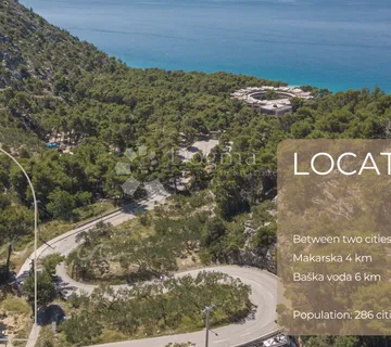 Krvavica, građevinsko zemljište, projekt luksuzne stambene zgrade, prvi red uz zeleni pojas, 200 metara od mora - Krvavica, Baška Voda