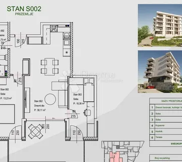 STAN ZAMET VISOKO PRIZEMLJE NOVOGRADNJA S POGLEDOM NA MORE - cover