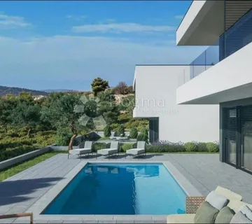 Moderna vila u Grebaštici s pogledom na more – započeta gradnja, bazen, mirna lokacija - cover