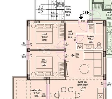 PETRČANE - S2 1. KAT S KROVNOM TERASOM I POGLEDOM NA MORE - cover