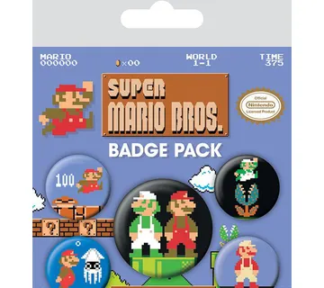Super Mario Bros Pixel Pack od 5 bedžova 4cm - cover