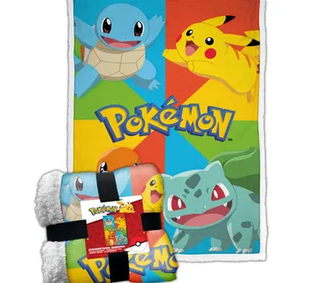 Pokemon Kanto Starters sherpa deka 100x150cm - cover