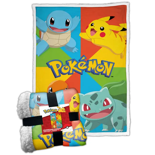 Pokemon Kanto Starters sherpa deka 100x150cm - cover