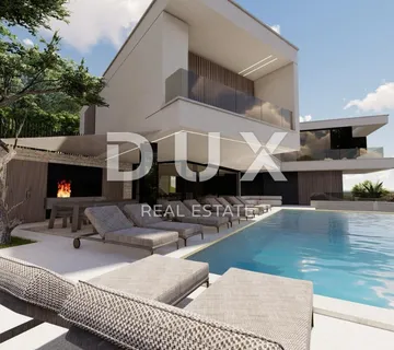 OPATIJA. BREGI- zemljište 1340m2 S GRAĐEVNOM DOZVOLOM!!! i s panoramskim pogledom na more za obiteljsku kuću/ villu/ apartmane/ kuću za iznajmljivanje- odmor s bazenom - Bregi, Matulji