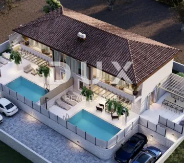 OTOK KRK, MALINSKA - dvojna kuća s bazenom u izgradnji - Malinska, Malinska-Dubašnica