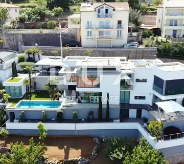 OPATIJA, LOVRAN - luksuzna vila s predivnim pogledom na more, bazenom i okućnicom površine 500m2