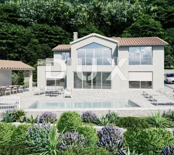 OPATIJA, LOVRAN, IKA - villa 230 m2 s panoramskim pogledom na more i bazenom + uređena okućnica 930 m2!!! PRILIKA!!!