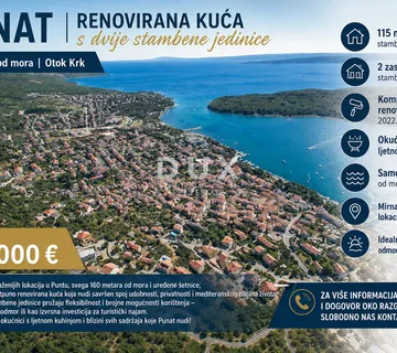 OTOK KRK, PUNAT - Kuća na odličnoj lokaciji, 160 m do mora.