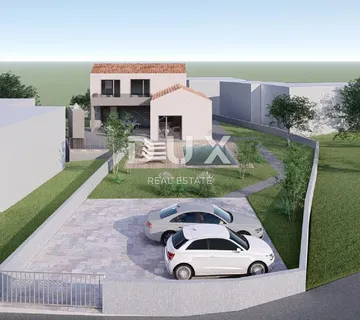 OTOK KRK, VRBNIK (okolica) - Građevinsko zemljište 916 m2 s projektom za kuću s bazenom