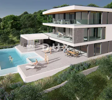 ISTRA, MEDULIN - Građevinsko zemljište 1. red do mora s izdanom i pravomočnom građevinskom dozvolom za modernu vilu s bazenom i liftom - cover