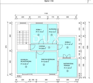 MATULJI, JUŠIĆI, JURDANI- stan 2. kat 87,74 m2 u novogradnji DB+2S s okućnicom  - cover