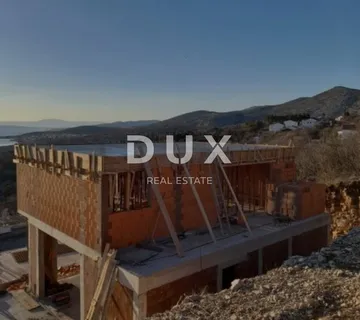 NOVI VINODOLSKI, KLENOVICA - Villa u izgradnji, bazen, pogled na more - cover