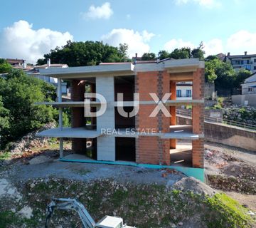 MATULJI, KASTAV, RUBEŠI- građevinsko zemljište 900m2 s zgradom u izgradnji 600m2 sa 3 prostrana stana s panoramskim pogledom na more i podzemom garažom - cover