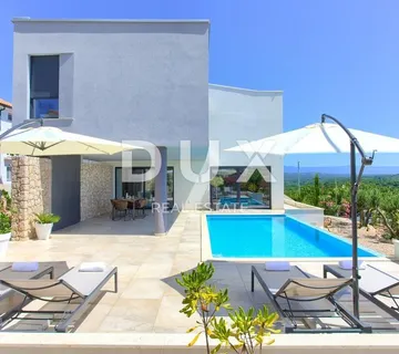 OTOK KRK, GRAD KRK (OKOLICA) - Luksuzna vila s preljevnim bazenom i pogledom na more - Vrh, Krk