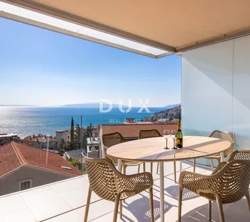 OPATIJA, CENTAR - luksuzan stan 135m2 s panoramskim pogledom na more, garaža, bazen, dugoročni najam