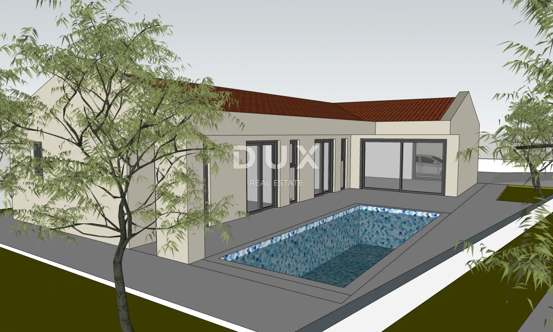 ISTRA, MARČANA - Premium projekt prizemnica s bazenom s poljoprivrednim zemljištem - cover