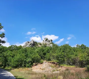 JESENOVIK, KRŠAN- ucrtana ruševna kuća 130m2 sa štalom 55m2 + zemljište 11500m2 (10000m2 poljoprivredno + 1500m građevinsko)