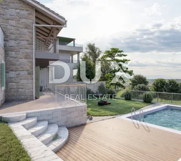 OPATIJA, BREGI - dvojna kuća 100m2 s panoramskim pogledom na more i bazenom + okućnica - Bregi, Matulji