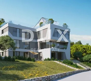 OPATIJA, IČIĆI- građevinsko zemljište 640m2 s građevinskom dozvolom i s pogledom na more za obiteljsku kuću/ villu/ apartmane/ kuću za iznajmljivanje- odmor s bazenom - Ičići, Opatija
