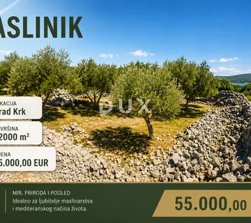 OTOK KRK, GRAD KRK - Maslinik na atraktivnoj lokaciji