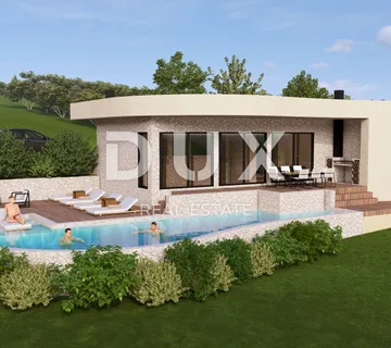 ISTRA, KRŠAN - Atraktivno građevinsko zemljište s idejnim rješenjem i pogledom na Učku  - cover