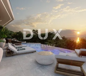 OPATIJA, MEDVEJA- zemljište 1414m2 S GRAĐEVNOM DOZVOLOM!!! i pogledom na more za obiteljsku kuću / villu / apartmane / kuću za iznajmljivanje - odmor s bazenom - cover