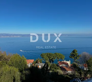 OPATIJA, RIVIERA - zemljište za izgradnju obiteljske kuće s bazenom 300m od plaže, panoramski pogled na more - cover