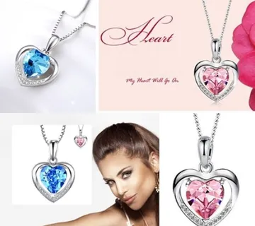 Ogrlica Heart of the Ocean sa plavim i rozim kamenom - cover