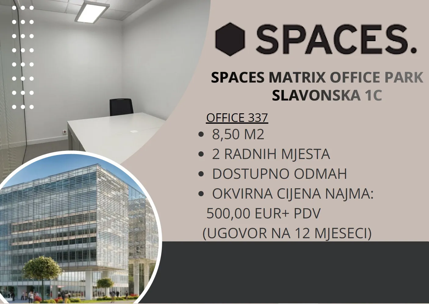 Zagreb, Slavonska, zakup ureda 2 radna mjesta - cover