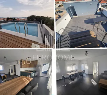 Zadar-Petrići, nov penthouse sa krovnom trasom i bazenom, potpuno namješten,146m2