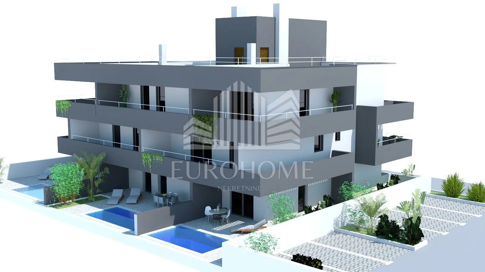 Nin,novogradnja, dvosoban stan s bazenom, 80 m od mora - cover