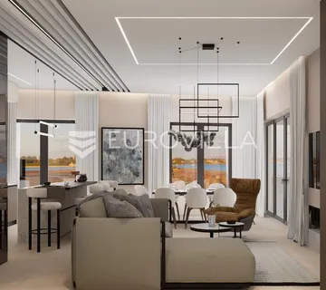 Istra, Rovinj, ekskluzivan penthouse s tri spavaće sobe s pogledom na more i garažom NKP 144m2