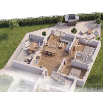 Rogoznica, moderan dvosoban stan s vrtom i pogledom na more