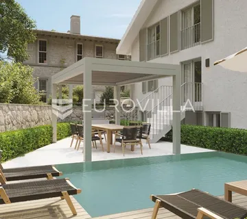 Otok Krk, Malinska, odličan dvosoban stan 47 m², bazen, terasa i vrt - Milčetići, Malinska-Dubašnica