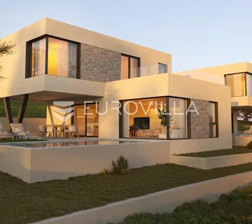 Vodice, luksuzna dvojna kuća s bazenom i panoramskim pogledom na more