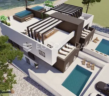Vinjerac, luksuzan penthouse prvi red do mora sa krovnom terasom 134,85 m² - cover