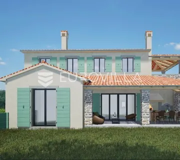 Istra, Nova Vas, moderna kamena duplex kuća 150 m², bazen 32 m², mirna lokacija, pogled more - cover