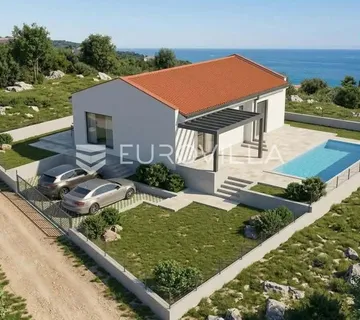 Istra, Peruški, rohbau kuća s bazenom i panoramskim pogledom na more - Peruški, Marčana