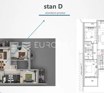 Istra, Štinjan, trosoban penthouse 107 m² na 2. katu zgrade - Štinjan, Pula